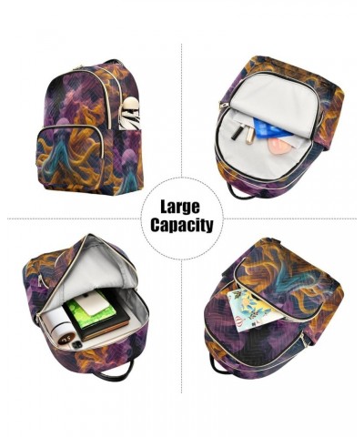 Small Fashion Backpack for Women Abstract Fluid Octopuses Print Ladies Travel Daypack Aesthetic Shoulder Bag 11.4×6.1×14.1 IN...