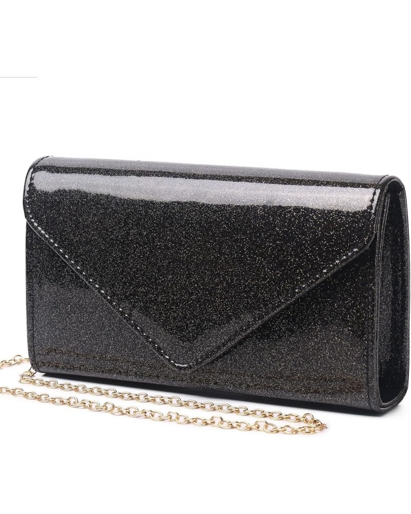 Patent Leather Clutch Purse Glittering Envelope Women Evening Bag for Wedding Party Cocktail Prom Black 1517q $9.34 Evening Bags