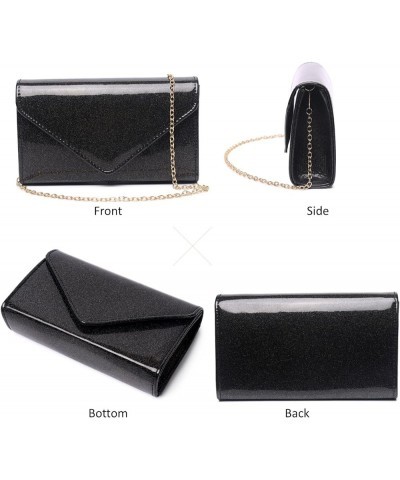 Patent Leather Clutch Purse Glittering Envelope Women Evening Bag for Wedding Party Cocktail Prom Black 1517q $9.34 Evening Bags