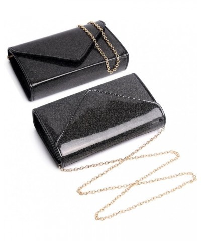 Patent Leather Clutch Purse Glittering Envelope Women Evening Bag for Wedding Party Cocktail Prom Black 1517q $9.34 Evening Bags