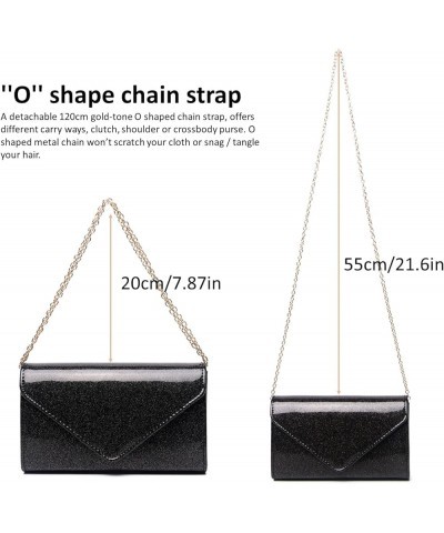 Patent Leather Clutch Purse Glittering Envelope Women Evening Bag for Wedding Party Cocktail Prom Black 1517q $9.34 Evening Bags