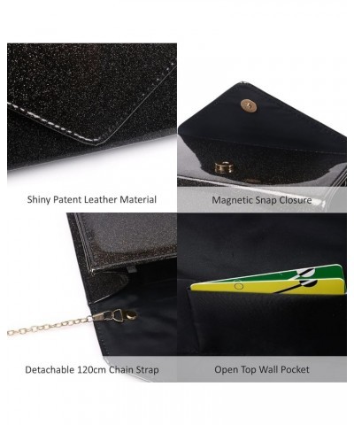 Patent Leather Clutch Purse Glittering Envelope Women Evening Bag for Wedding Party Cocktail Prom Black 1517q $9.34 Evening Bags