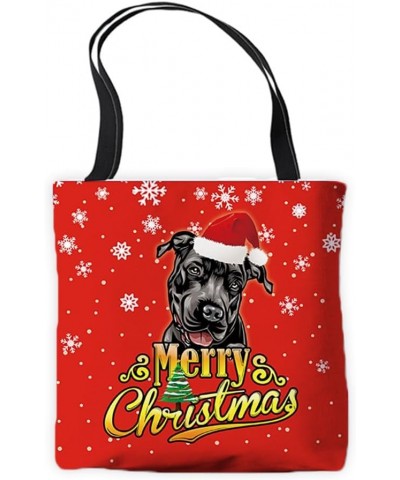 Merry Christmas Canvas Tote Bag Mastiff Dog Tote Handbag Gift for Dog Lovers Red Pit Bull 9 $10.59 Totes