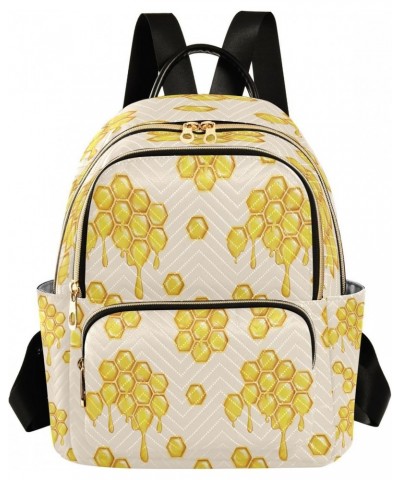 Yellow Bee Honeycomb Honey Backpack Purse for Women Travel Handbag Shoulder Bag $14.70 Backpacks