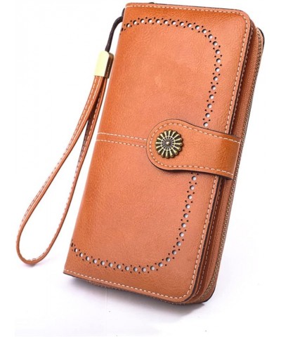 Women's Wallet Cell Phone Bag Multifunctional Women Hollow Oilskin Carry Bag Outdoor Hiking Travel Coin Bag (Brown) Brown $11...