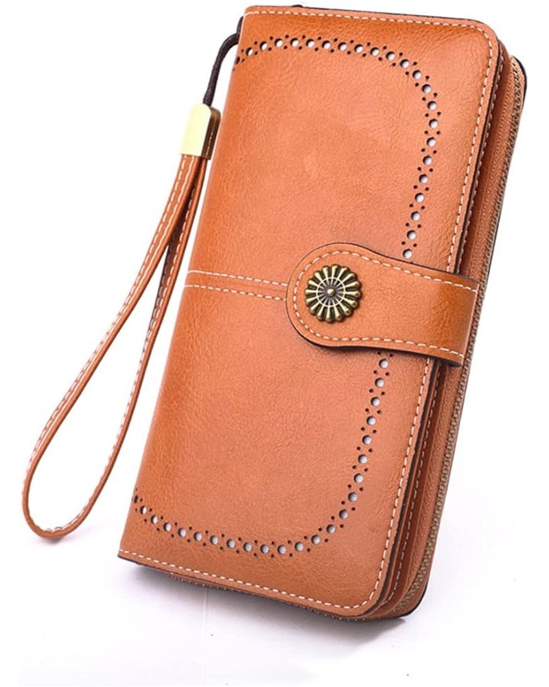 Women's Wallet Cell Phone Bag Multifunctional Women Hollow Oilskin Carry Bag Outdoor Hiking Travel Coin Bag (Brown) Brown $11...