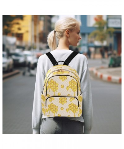 Yellow Bee Honeycomb Honey Backpack Purse for Women Travel Handbag Shoulder Bag $14.70 Backpacks