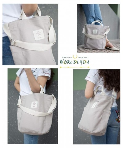 Worldlyda Women Canvas Tote Purse Large Shoulder Bag Casual Crossbody Hobo Top Handle Handbags Taupe Grey $13.99 Totes