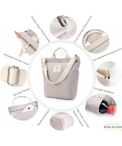 Worldlyda Women Canvas Tote Purse Large Shoulder Bag Casual Crossbody Hobo Top Handle Handbags Taupe Grey $13.99 Totes