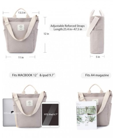 Worldlyda Women Canvas Tote Purse Large Shoulder Bag Casual Crossbody Hobo Top Handle Handbags Taupe Grey $13.99 Totes