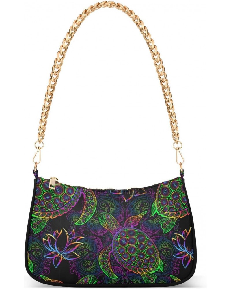 Shoulder Bags for Women, Boho Mandala Turtle Clutch Purse Chain Bag Tote Handbag $19.19 Shoulder Bags