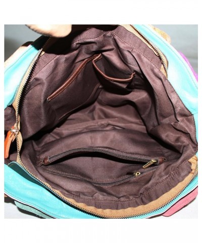 Women Multicolor Hobo Shoulder Bag Leather Random Colorful Splicing Tote Handbag Multicoloured-2 $30.81 Hobo Bags