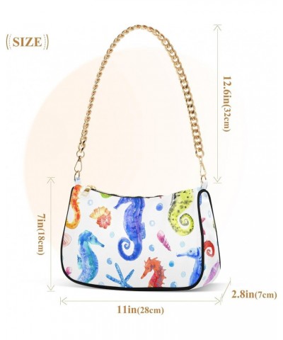 Seahorse Shell Starfish Shoulder Bag for Women Small Purse Chain Clutch Purse Sling Bag with Chain Strap for Girl $15.29 Shou...