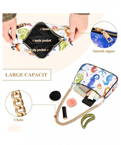 Seahorse Shell Starfish Shoulder Bag for Women Small Purse Chain Clutch Purse Sling Bag with Chain Strap for Girl $15.29 Shou...