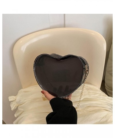 Transparent Shoulder Bags Love Heart Shaped Cosmetic Bag Women Fashion Hobo Shopping Bag Portable Messenger Bag Black $7.10 S...