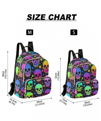 Neon Skulls Fashion Backpack Purse for Women Multipurpose Casual Daypack with Multi Pockets & Secured Zipper Ladies Handbag f...