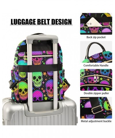 Neon Skulls Fashion Backpack Purse for Women Multipurpose Casual Daypack with Multi Pockets & Secured Zipper Ladies Handbag f...