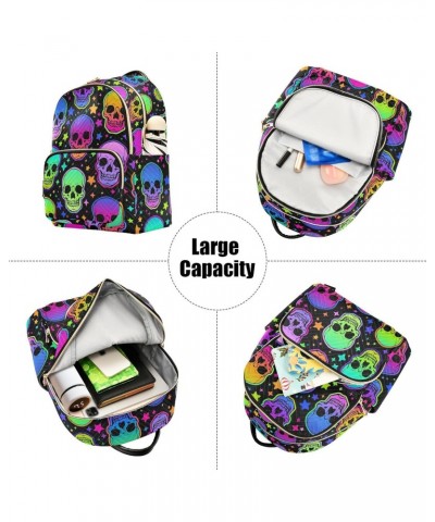 Neon Skulls Fashion Backpack Purse for Women Multipurpose Casual Daypack with Multi Pockets & Secured Zipper Ladies Handbag f...