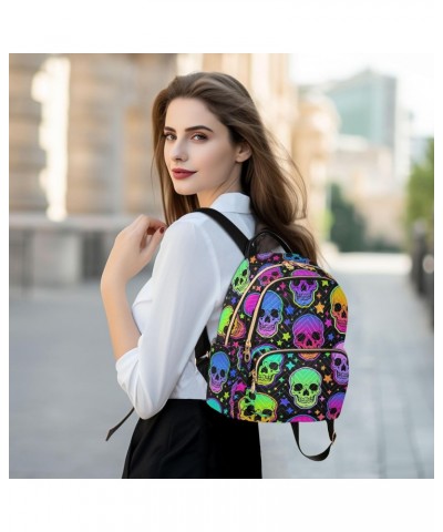 Neon Skulls Fashion Backpack Purse for Women Multipurpose Casual Daypack with Multi Pockets & Secured Zipper Ladies Handbag f...