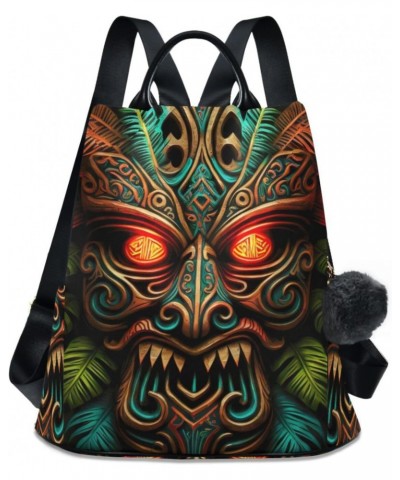 Evil Tiki Mask Backpack for Women, Fashion Anti Theft Casual Daypack Shoulder Bag Purse for Travel Work 15 inches $16.81 Back...