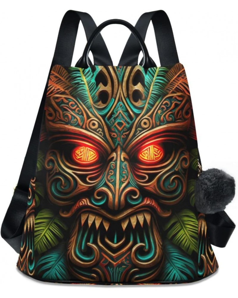 Evil Tiki Mask Backpack for Women, Fashion Anti Theft Casual Daypack Shoulder Bag Purse for Travel Work 15 inches $16.81 Back...