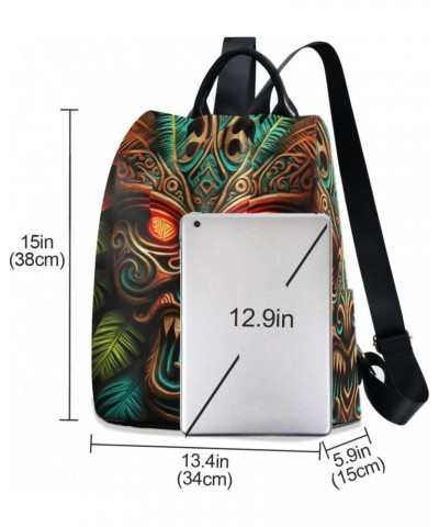 Evil Tiki Mask Backpack for Women, Fashion Anti Theft Casual Daypack Shoulder Bag Purse for Travel Work 15 inches $16.81 Back...