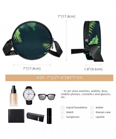 Tropical Natural Print Crossbody Bag for Women Teen Girls Round Canvas Shoulder Bag Purse Tote Handbag Bag $9.66 Totes