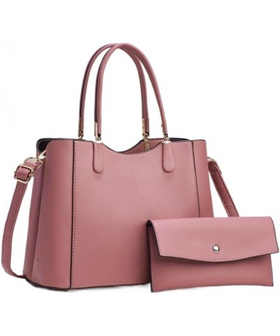 Women's 2Pcs Fashion Leather Handbags And Purse Large Tote Shoulder Bag Crossbody Bag For Women Handle Satchel Bags Pink 2 $2...