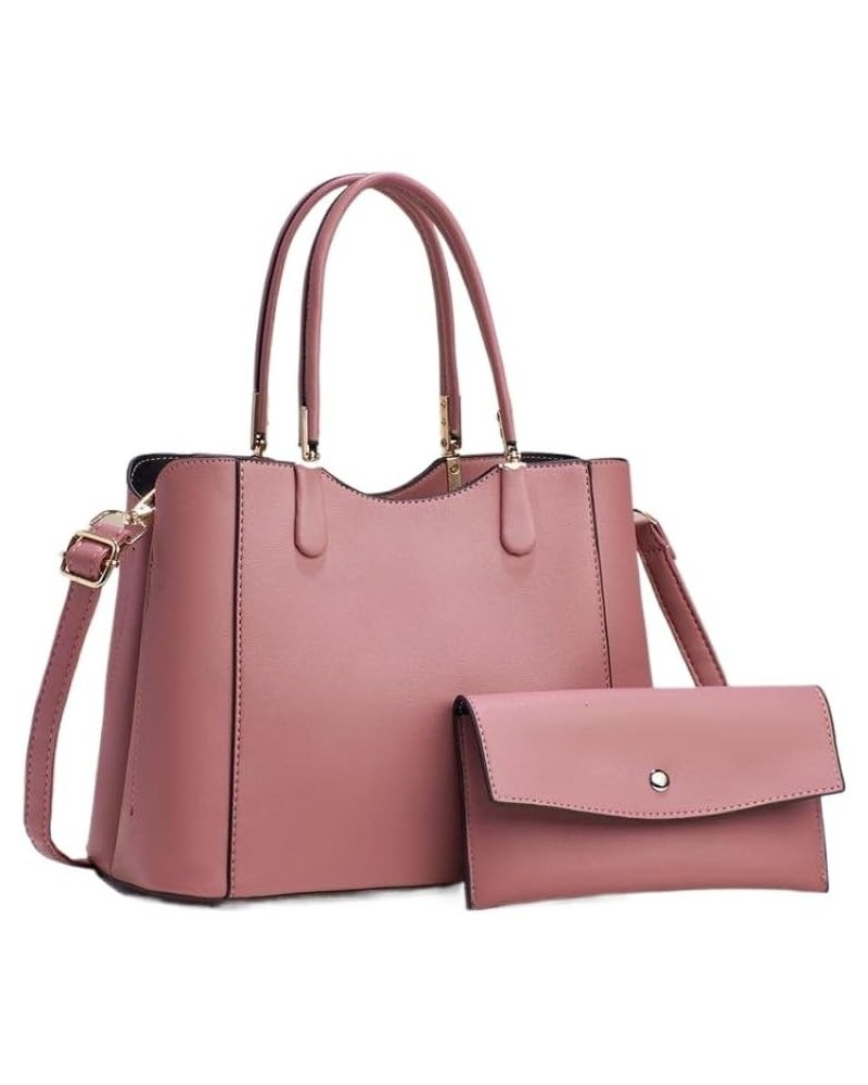 Women's 2Pcs Fashion Leather Handbags And Purse Large Tote Shoulder Bag Crossbody Bag For Women Handle Satchel Bags Pink 2 $2...