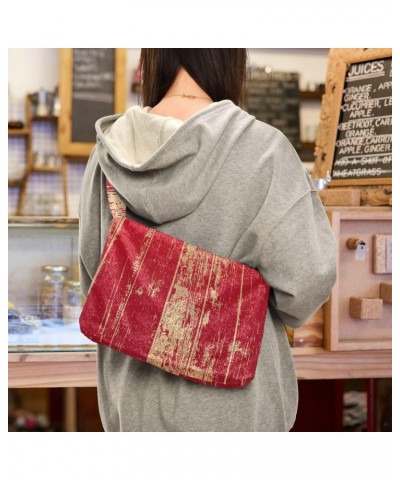 Women Boho Handbag Grunge Wooden Red Underarm Bag Tote Bag Shoulder Bag Crossbody Bag Fluffy Cell Phone Purse Lady Travel Pou...