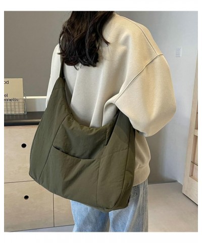 Women's Nylon Shoulder Hobo Bag Large Dumpling Crossbody Totes Casual Handbag Purse Hobo Zipper Top Handle Bag Green $19.78 T...