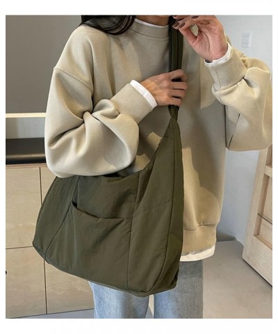 Women's Nylon Shoulder Hobo Bag Large Dumpling Crossbody Totes Casual Handbag Purse Hobo Zipper Top Handle Bag Green $19.78 T...