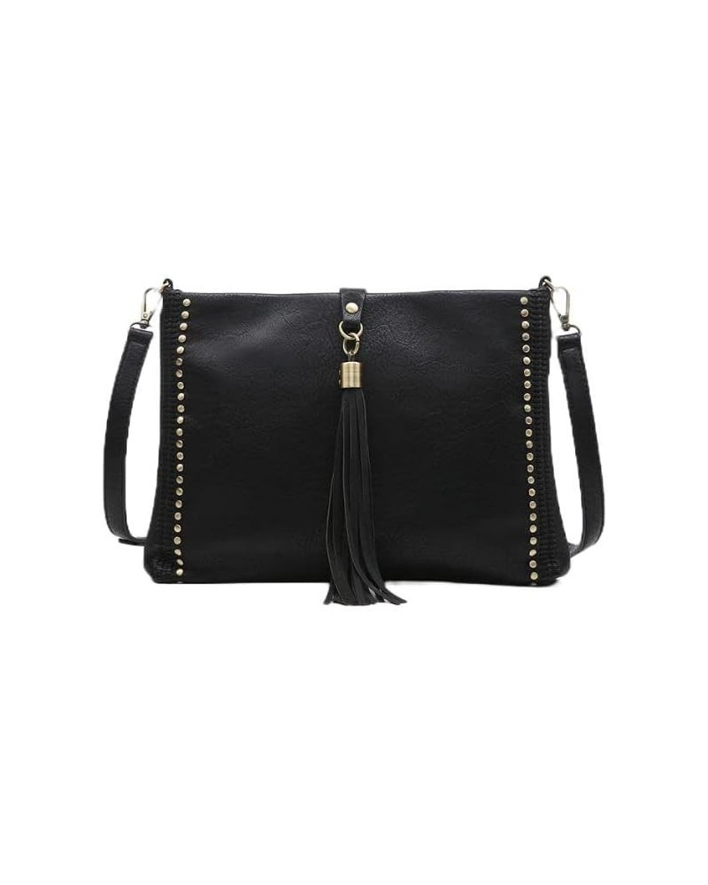 Small Crossbody Bags for Women - Clutch Purse Vintage Handbag Marie Bag with Grommet Details and Tassel (M1941) Black $20.70 ...