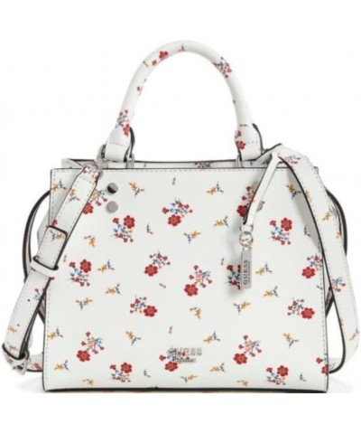 White Pink Floral Print Medium Crossbody Satchel Tote Bag Handbag $48.33 Totes