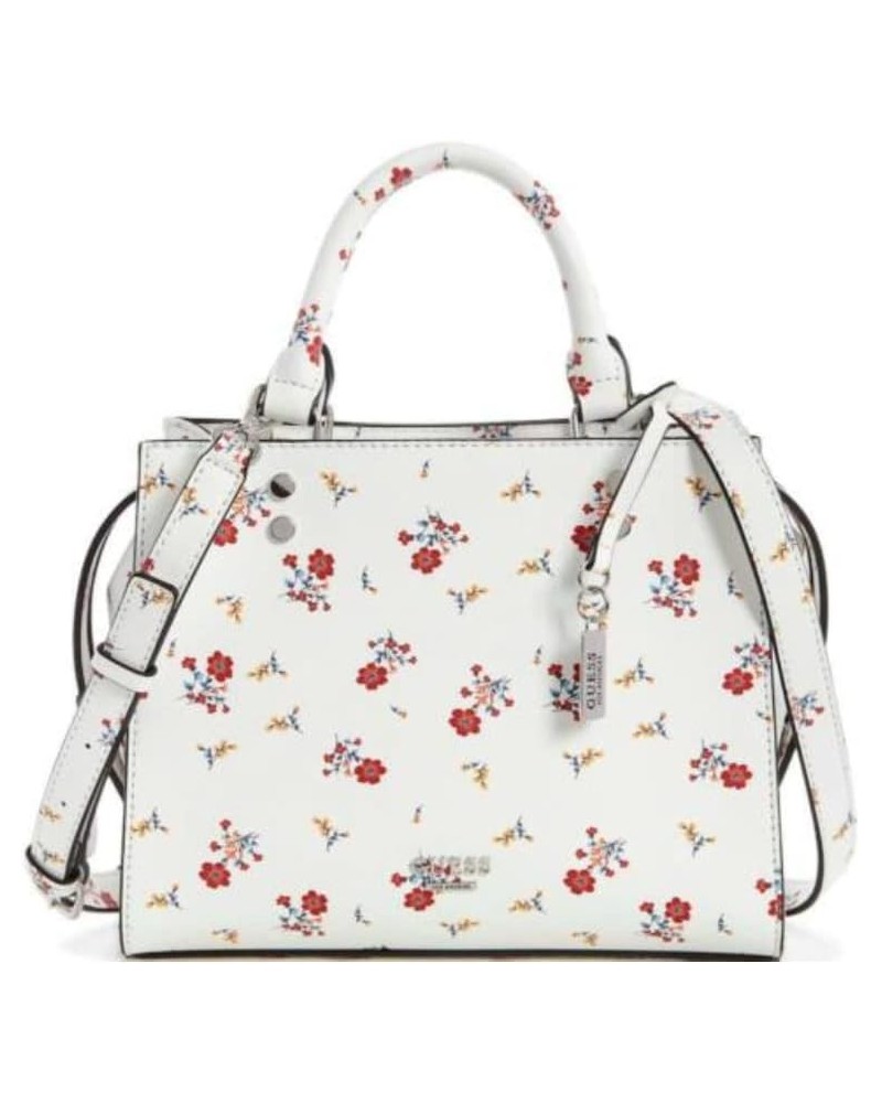 White Pink Floral Print Medium Crossbody Satchel Tote Bag Handbag $48.33 Totes