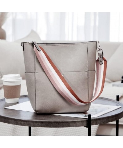 Handbags for Women Bucket Bags Vegan Leather Purses and Handbags Crossbody Purse 1-rough Cloud Grey $33.60 Hobo Bags