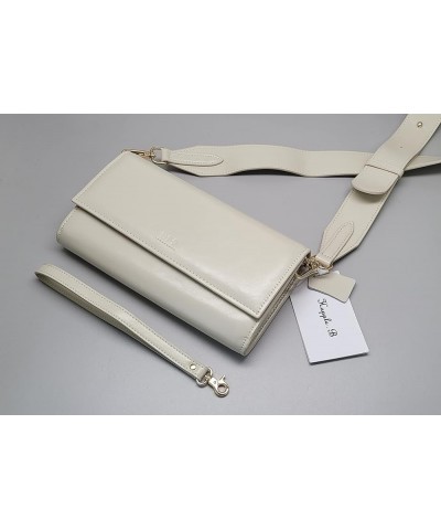 Clutch shoulder bag crossbody Genuine Leather Ivory $46.13 Shoulder Bags