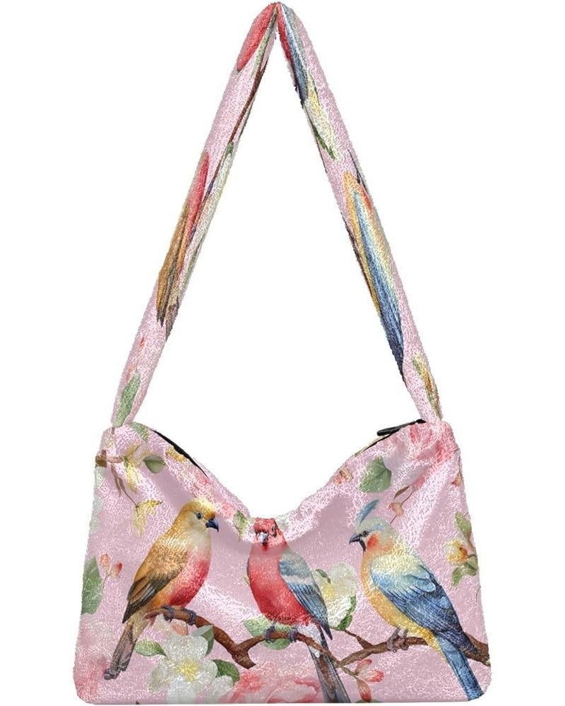 Floral and Sunflower Women's Shoulder Bag, Book Tote Bag, Fall Shoulder Bags for Women Colorful Birds With Flowers-4 $12.99 T...