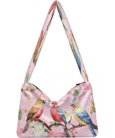 Floral and Sunflower Women's Shoulder Bag, Book Tote Bag, Fall Shoulder Bags for Women Colorful Birds With Flowers-4 $12.99 T...