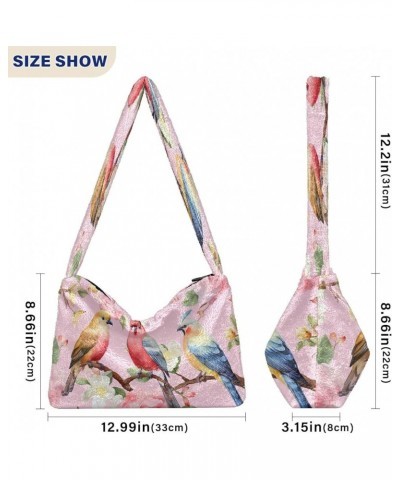 Floral and Sunflower Women's Shoulder Bag, Book Tote Bag, Fall Shoulder Bags for Women Colorful Birds With Flowers-4 $12.99 T...