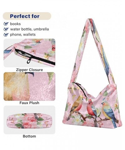 Floral and Sunflower Women's Shoulder Bag, Book Tote Bag, Fall Shoulder Bags for Women Colorful Birds With Flowers-4 $12.99 T...