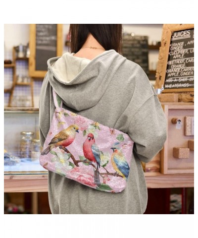 Floral and Sunflower Women's Shoulder Bag, Book Tote Bag, Fall Shoulder Bags for Women Colorful Birds With Flowers-4 $12.99 T...