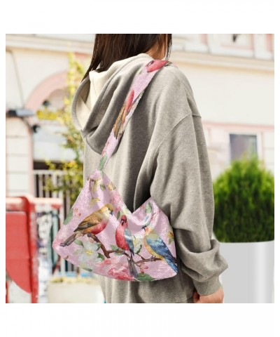 Floral and Sunflower Women's Shoulder Bag, Book Tote Bag, Fall Shoulder Bags for Women Colorful Birds With Flowers-4 $12.99 T...