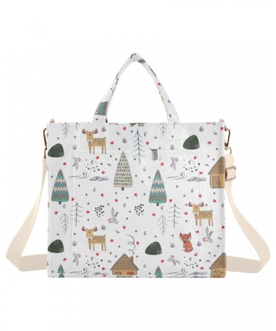 Christmas Trees Cartoon House Corduroy Tote Bag for Women Hobo Crossbody Bag Purse Stylish Shoulder Handbag Messenger Bags, S...