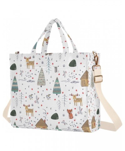 Christmas Trees Cartoon House Corduroy Tote Bag for Women Hobo Crossbody Bag Purse Stylish Shoulder Handbag Messenger Bags, S...