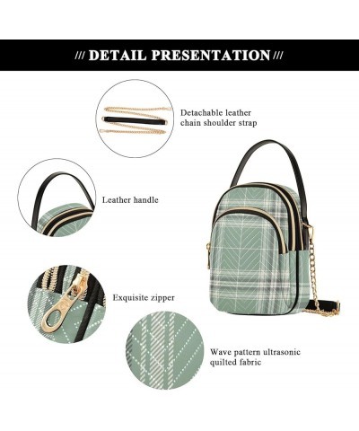 Green Leaves Parrot One Shoulder Handbags Leather Purse Phone Wallet Quilted Girls Designer Totes Bag Tartan Check Plaid Grey...