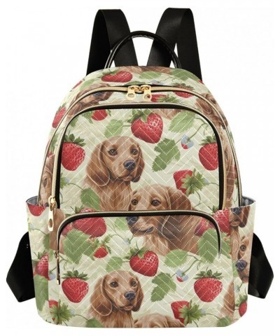 Dogs and Strawberries Women's Backpack Purse Causal Daypack Work Travel College Business Trip Bag Shoulder Bag Small $15.11 B...