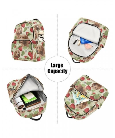 Dogs and Strawberries Women's Backpack Purse Causal Daypack Work Travel College Business Trip Bag Shoulder Bag Small $15.11 B...