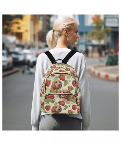 Dogs and Strawberries Women's Backpack Purse Causal Daypack Work Travel College Business Trip Bag Shoulder Bag Small $15.11 B...