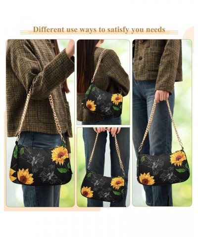 Floral Shoulder Bag Sunflower Cool Women Clutch Handbag Shoulder Purch Boho Bag Date Chain Bag Tote Bag Spring Holiday Birthd...